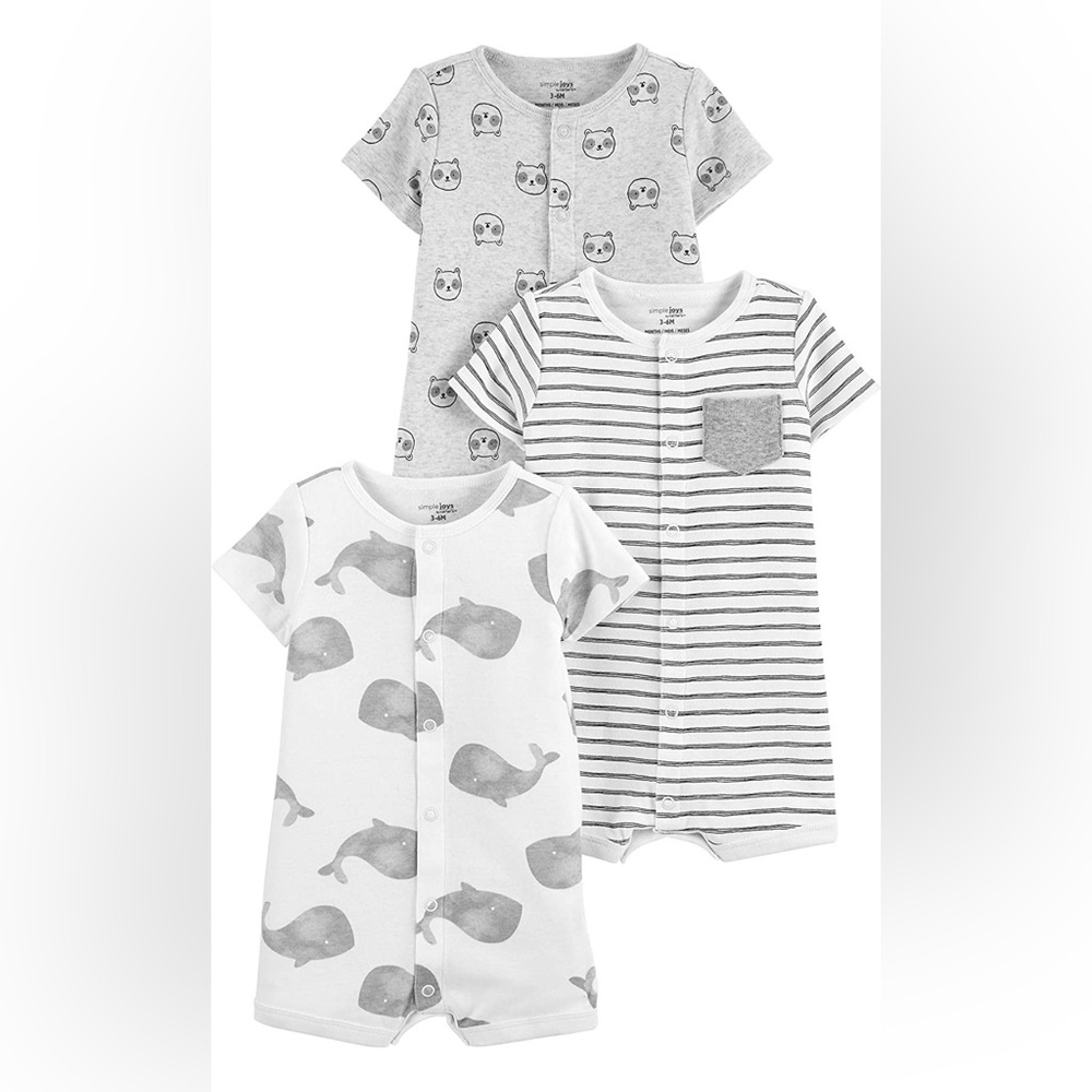 Simple Joys by Carter's Baby Boys' Snap-Up Rompers, Pack of 3